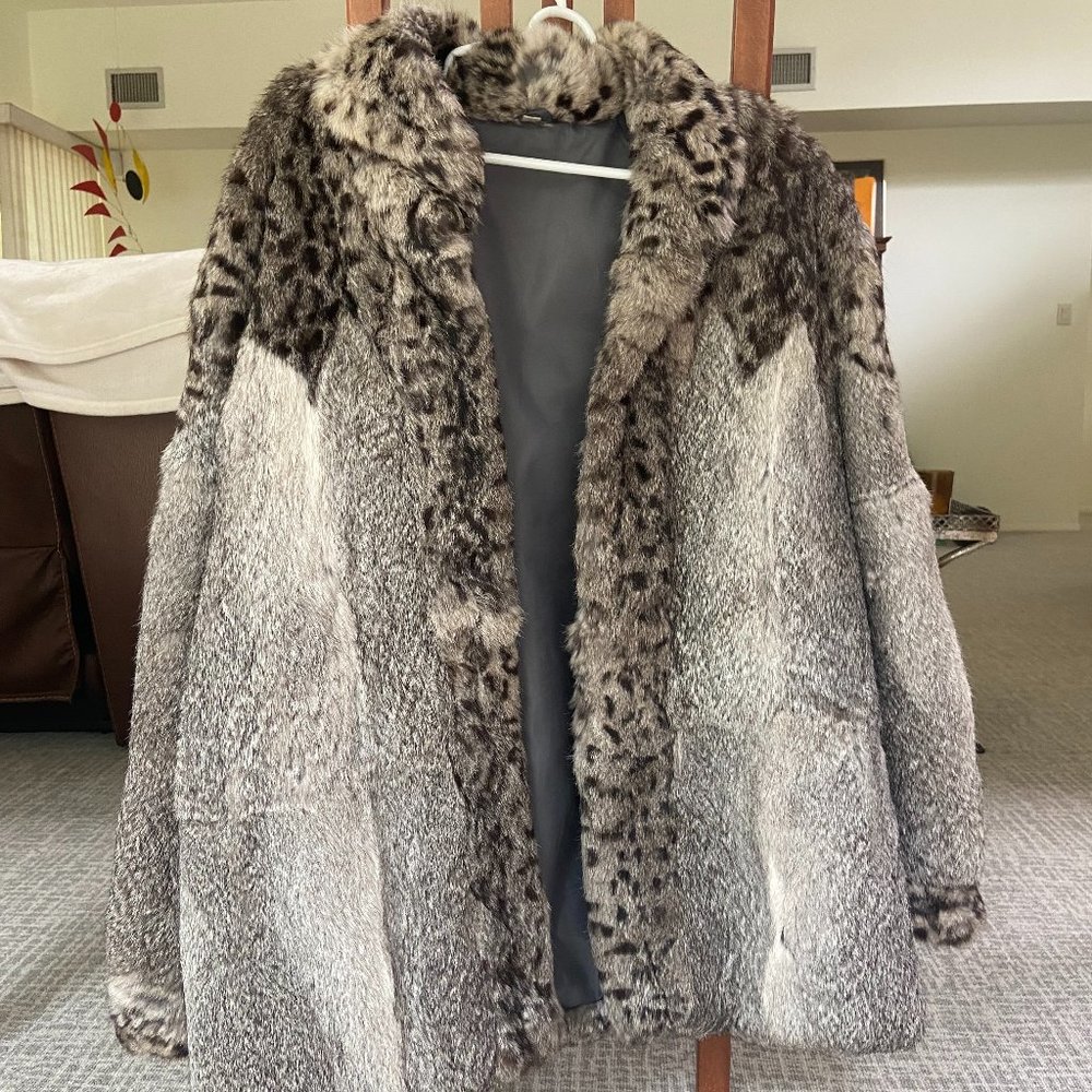 Stunningly Soft Grey Rabbit Fur Coat